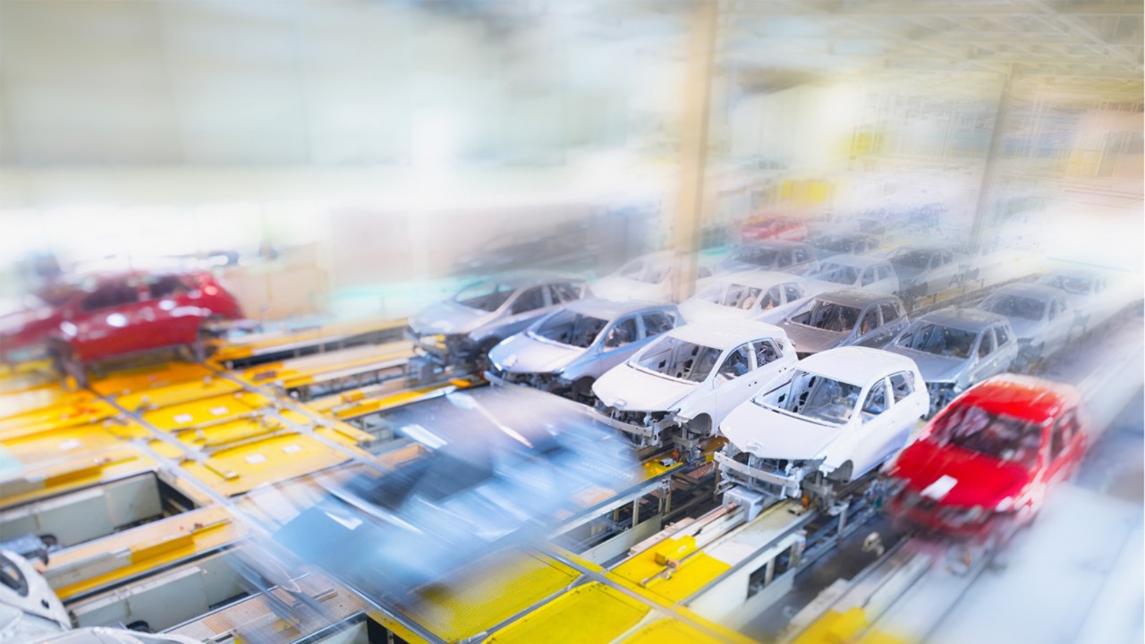 Toyota factory workers assembling